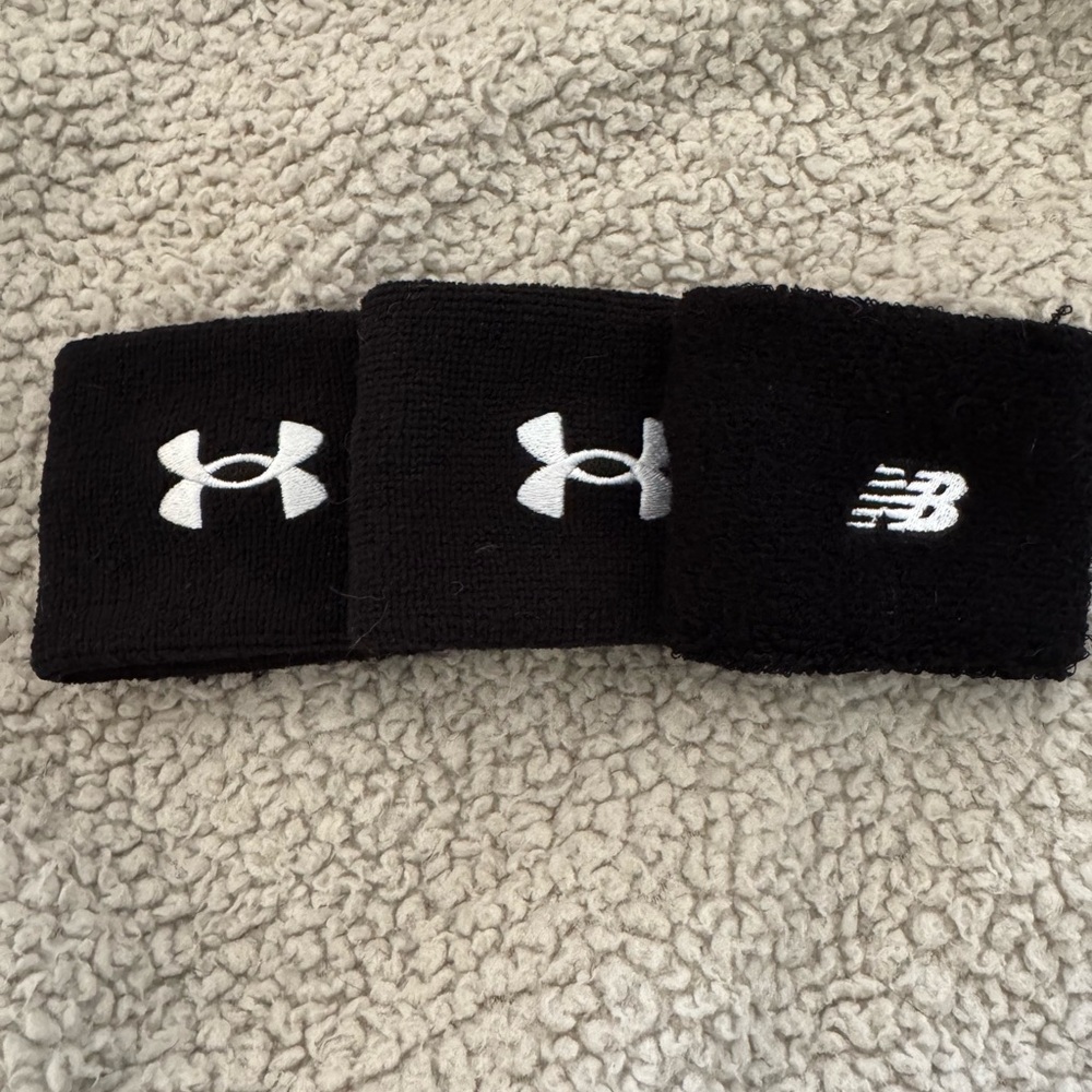 Under Armour and New Balance Black Wristbands